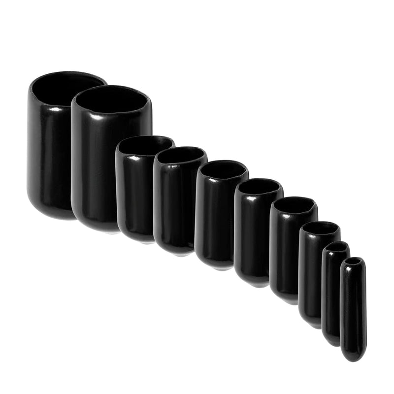  [AUSTRALIA] - UTSAUTO 150Pcs Flexible End Caps Rubber End Caps Round Screw Thread Protectors Black Vinyl Blot Protector Safety Caps Kit for Tube Screw Bolt (0.35Inch, 9mm) 0.35" / 9mm