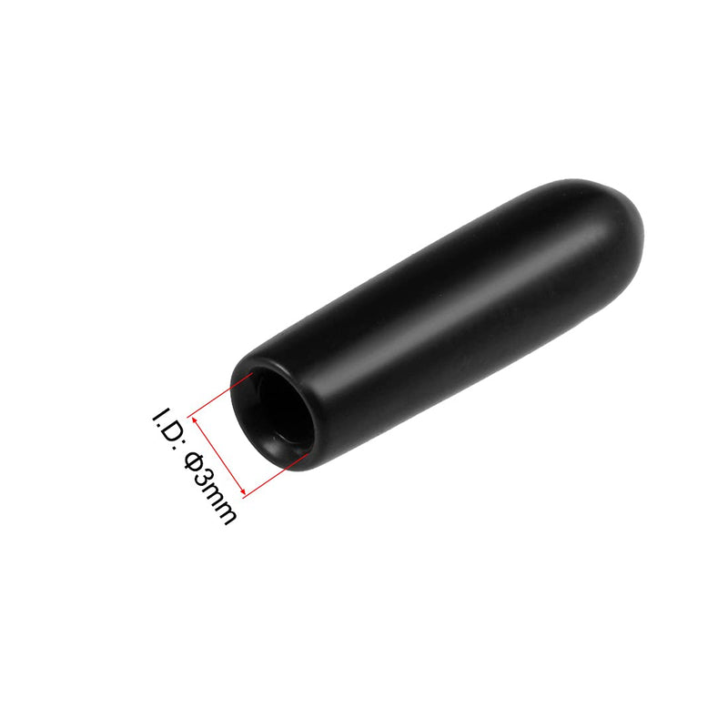  [AUSTRALIA] - uxcell 100pcs Rubber End Caps 3mm ID Vinyl Round Tube Bolt Cap Cover Screw Thread Protectors Black