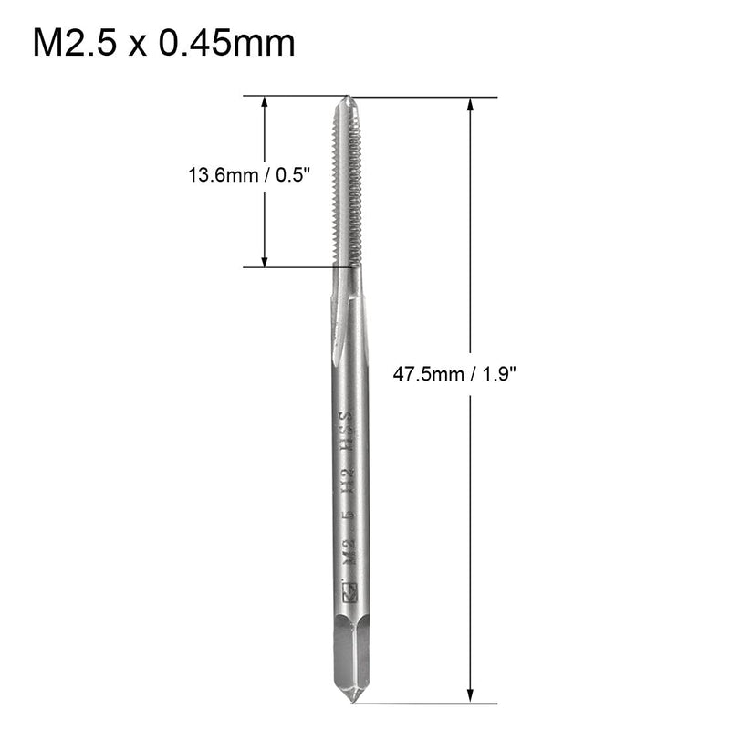  [AUSTRALIA] - uxcell Metric Machine Taps M2.5 x 0.45mm H2 HSS Uncoated 3 Straight Flutes Thread Tapping DIY Tool 2pcs M2.5 x 0.45