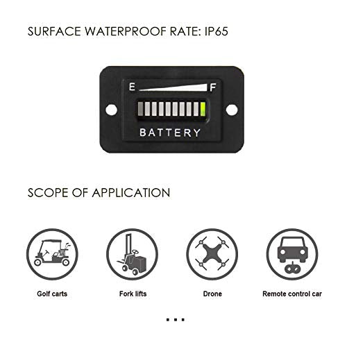 Jayron Lead Acid Battery Indicator Meter Gauge/Waterproof Battery Capacity Meter,Universal LCD Digital Battery Discharge Alert,Use for Golf Cart,Fork Lifts,Star Car,Club Car (36V) 36V - LeoForward Australia