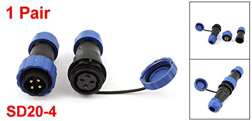  [AUSTRALIA] - uxcell Pair Waterproof Aviation Cable Connector + Socket SD20-4 4 Pin IP68