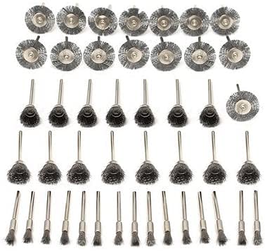  [AUSTRALIA] - 45pcs Steel Wire Wheel Pin Brushes Polishing Accessories Set with Shaft for Dremel Rotary Tool