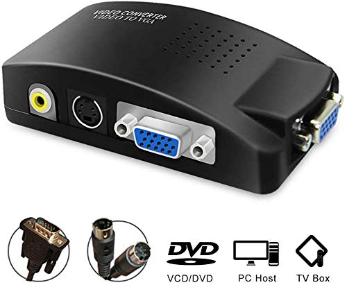  [AUSTRALIA] - M MAKETHEONE RCA to VGA Adapter, Composite AV S-Video RCA Input to VGA Female Output Converter, Transfer Video Graphic Signal from CCTV PC Laptop DVD DVR VCR TVBox to VGA Monitor Projector Computer