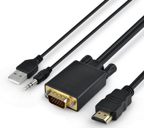 HDMI to VGA Adapter Cable with 3.5mm Audio Cord, 1080P HDMI to VGA Male Converter Cord Support Apple Mackbook Sony PS2 PS3 PS4 Xbox Notebook PC DVD Player Laptop TV Etc (6 Ft/1.8m) - LeoForward Australia