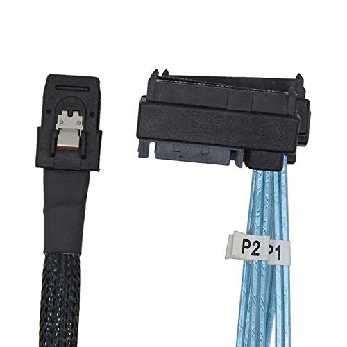 CY 100cm Internal 36 Pin Mini SAS SFF-8087 Host to 4 SFF-8482 Target SAS Hard Disk and SATA Power Cable Blue 100cm - LeoForward Australia