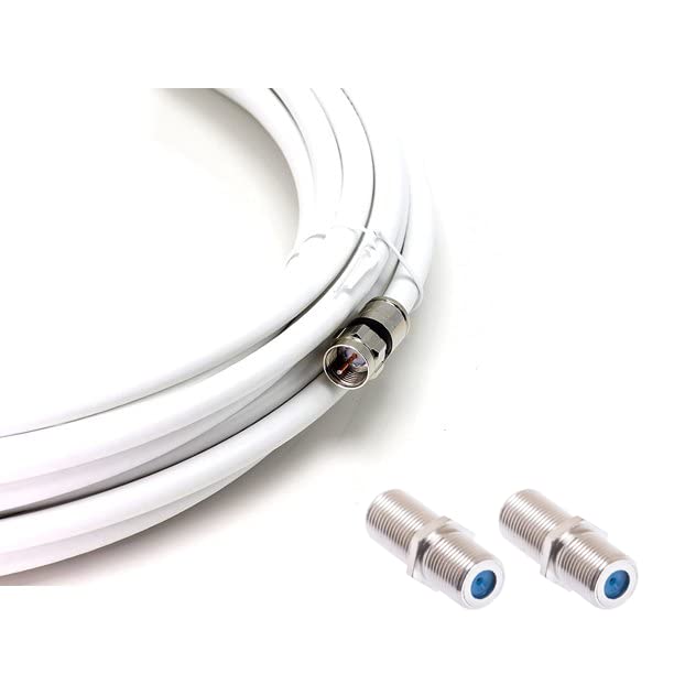  [AUSTRALIA] - White Coaxial Cable 6FT and 4FT with 2 connectors Set, High-Speed Internet Modem, Digital TV, Aerial and Satelite Cable Extension with Compression connectors