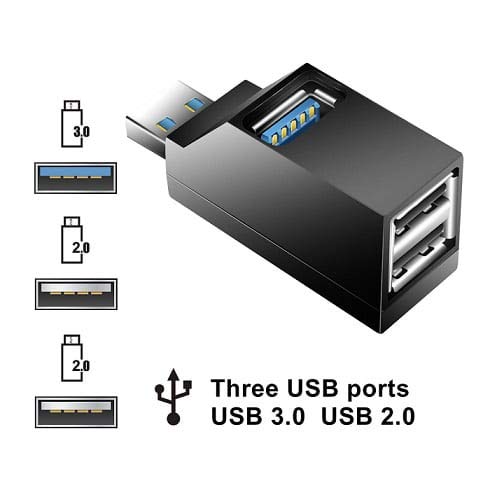 Small USB Hub, JoyReken 3 Port Mini USB Hub 3.0, USB Splitter Adapter Portable for PC, Laptop Black - LeoForward Australia