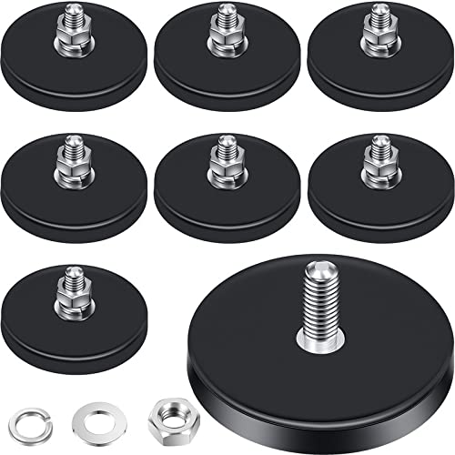  [AUSTRALIA] - Neodymium Magnet Rubber Coated Mounting Magnets Small Scratch Safe Black Stud Magnet Painted Surface Waterproof Magnets M6 Threaded Magnet with Bolts Nuts for Lighting Camera Tools(8 Packs,1.69 Inch) 1.69 Inch 8