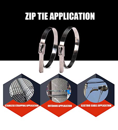  [AUSTRALIA] - Metal Zip Ties 12 inch Stainless Steel Zip Cable Ties 90pcs Exhaust Wrap Multi-Purpose Self Locking Cable Metal Zip Ties