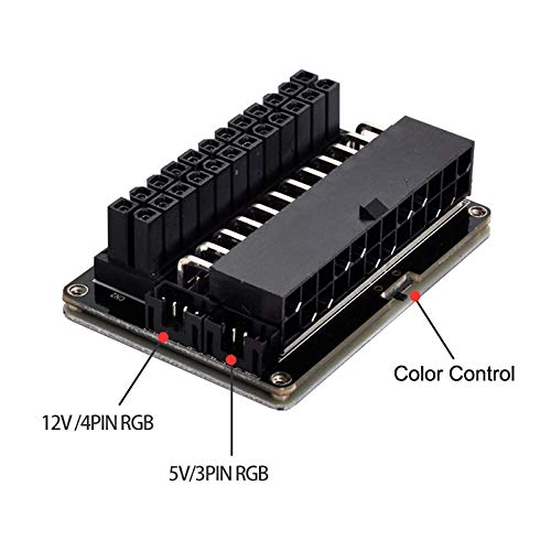  [AUSTRALIA] - xiwai ATX 24Pin Female to 24pin Male 90 Degree Power Adapter Mainboard Motherboard with RGB Led for Desktops PC Supply