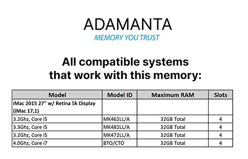  [AUSTRALIA] - Adamanta 16GB (2x8GB) Apple Memory Upgrade Compatible with Late 2015 iMac 27" Retina 5K Display DDR3/DDR3L 1867Mhz PC3L-14900 SODIMM 2Rx8 CL13 1.35v RAM DRAM 16GB (2x8GB)
