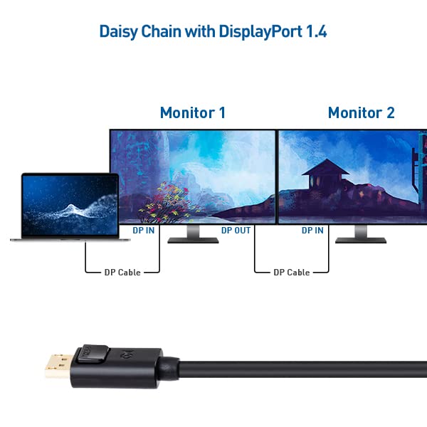  [AUSTRALIA] - Cable Matters 13 ft DisplayPort Cable 1.4, Support 8K 60Hz, 4K 144Hz (DisplayPort 1.4 Cable) with FreeSync, G-SYNC and HDR for Gaming Monitor, PC, RTX 3080/3090, RX 6800/6900 and More 13 Feet