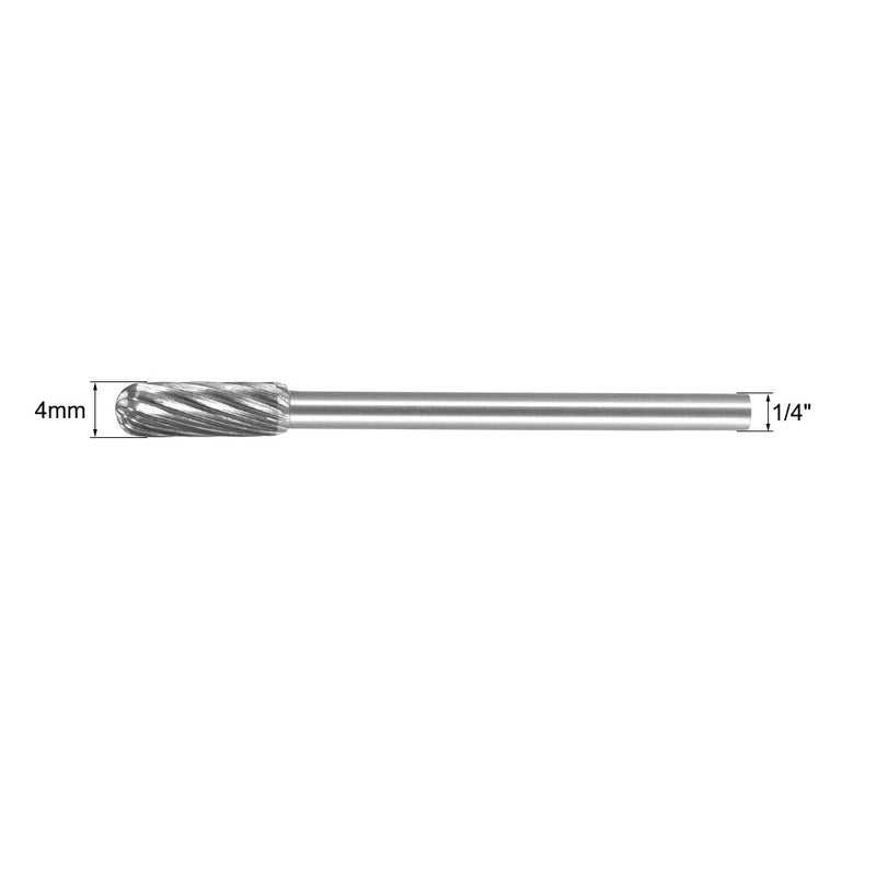 uxcell Tungsten Carbide Rotary Files 1/8" Shank, Single Cut Cylindrical Radius End Rotary Burrs Tool 4mm Dia, for Die Grinder Drill Bit Alloy Steel Hard Metal Carving Polishing Engraving - LeoForward Australia