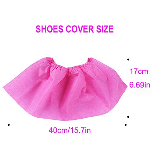  [AUSTRALIA] - Disposable Shoe Covers 100PCS Non-Slip Durable Indoor Boot Overshoes Protector Thicked Non-Woven Shoe Covers for Carpet Floor Protection Construction Offices One Size Fits All (Pink) Pink