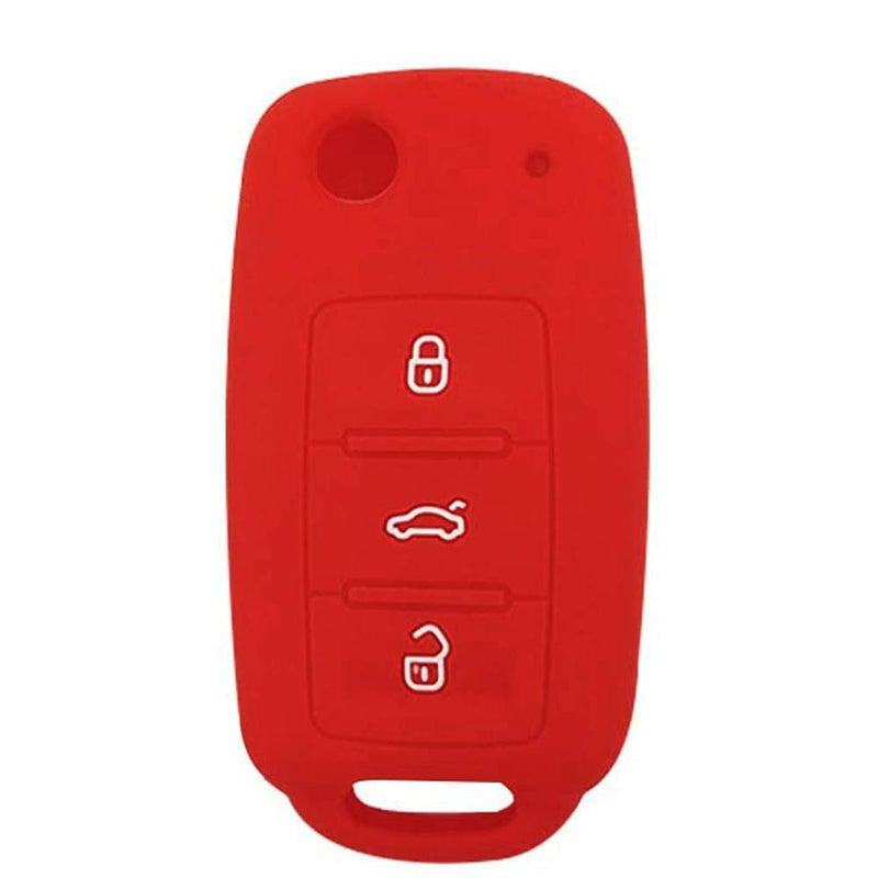 LemSa 2Pcs Rubber Silicone Flip Key Fob Cover Remote Keyless Protector Bag Holder for VW Volkswagen Jetta GTI Passat Golf Tiguan Touareg Beetle, Black+Red Black Red - LeoForward Australia