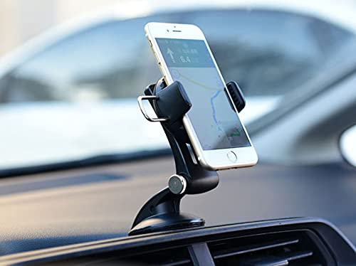  [AUSTRALIA] - Generic Vcan Car Phone Holder, Dashboard Windshield Cell Phone Mount for Car Compatible with All Mobile Phones , 360 Degree Rotation, One Hand Operated (Black/Green)