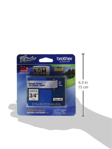  [AUSTRALIA] - Brother Genuine P-Touch TZE-141 Tape, 3/4" (0.7") Standard Laminated P-Touch Tape, Black on Clear, Laminated for Indoor or Outdoor Use, Water-Resistant, 26.2 ft (8 m), Single-Pack 1 pack