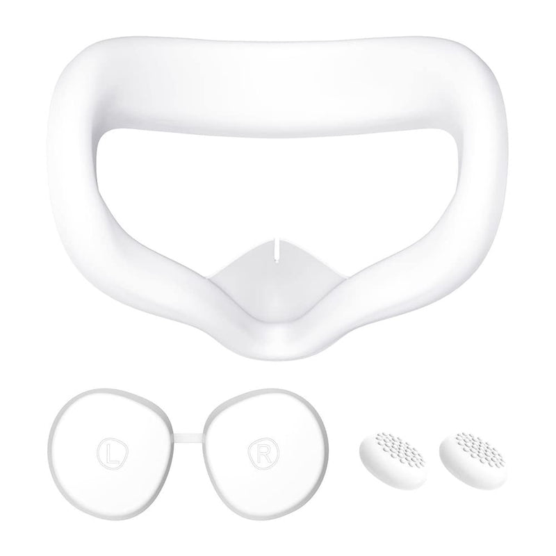  [AUSTRALIA] - Protective Cover for Oculus/Meta Quest 2 Accessories, Silicone Controllers Grip Cover Protector, Soft Shell Skin with Face Cover and Lens Cover by Gwyoneaon (White) white