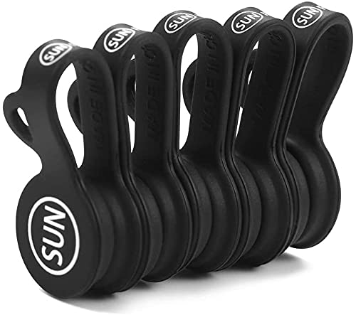  [AUSTRALIA] - SUNFICON Magnetic Cable Clips Cable Organizers Earbuds Cords Clips Bookmark Whiteboard Noticeboard Fridge Magnets USB Cable Managers Keepers Ties Straps for Home Kitchen,Office,School,5 Pack Black