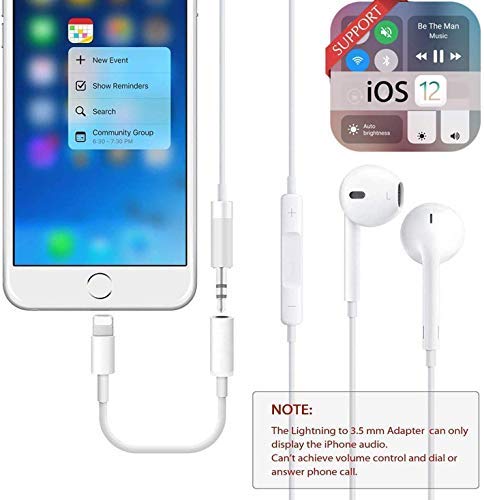  [AUSTRALIA] - [Apple MFI Certified] 3 Pack for iPhone Headphone Adapter, iPhone 3.5mm Headphone Aux Audio Dongle Splitter Jack Adaptor for iPhone 12/11/11 Pro/XR/XS/X 8 7/iPad/iPod, Support All iOS System(White)