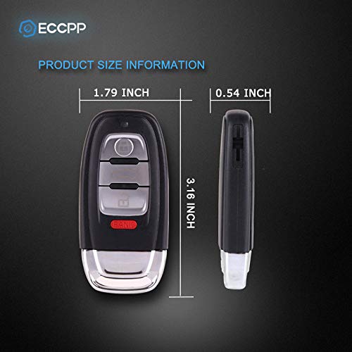 ECCPP Replacement fit for Uncut Keyless Entry Remote Key Fob Audi A1 A3 A4 A5 A6 A7 A8 Q3 Q5 Q7 R8 S3 S4 S5 S6 S6 S7 S8 TT Series IYZFBSB802 (Pack of 1) - LeoForward Australia