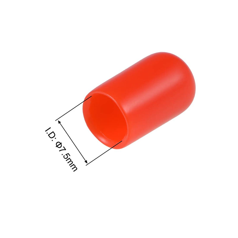  [AUSTRALIA] - uxcell 50pcs Rubber End Caps 7.5mm ID Vinyl Round Tube Bolt Cap Cover Screw Thread Protectors Red