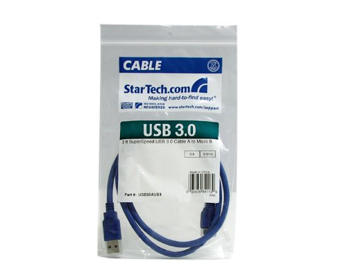 StarTech.com 3 ft. (0.9 m) USB 3.0 to Micro B Cable - SuperSpeed USB 3.0 5Gbps - Shielded USB A to USB Micro B - Blue - USB 3.0 Cable (USB3SAUB3) 3 Feet - LeoForward Australia