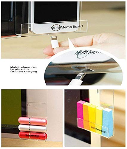  [AUSTRALIA] - Monitor Memo Board - Sticky Note Holder - Computer Monitor Message Memo Screen Paper Holder - Clip Transparent Message Multifunction Notes Board for Home Office Desk Organizer Phone Holder (Left) Left