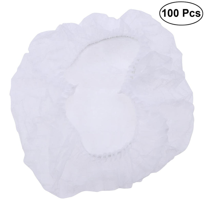  [AUSTRALIA] - Artibetter 100pcs Non-Woven Fabric Mesh Cap Head Caps Disposable Caps Beret Cap for Cosmetics Laboratory Nurse Food Service Hospital (White)