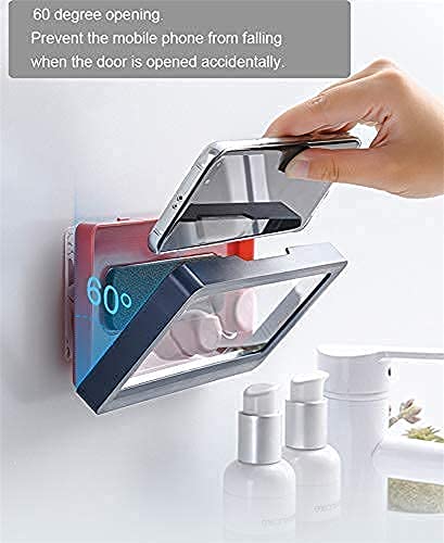  [AUSTRALIA] - Wall Mount Shower Phone Holder Bathroom case Mount Shelf, Bathroom Phone Shelf Shower Glass Mirror Shower Mount Storage Box Phone Holder, Waterproof by Spread Pixie Dust TM (Blue) Blue