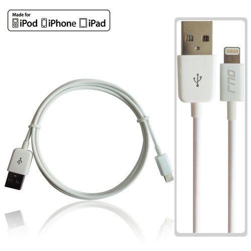 RND Apple Certified Lightning to USB 1.5FT Cable for iPhone (Xs, XS Max, XR, X, 8, 8 Plus, 7, 7 Plus, 6, 6 Plus, 6S, 6S Plus) iPad (Pro, Air, Mini) and iPod (1.5 feet/.5 Meter/White) Snow White Standard Packaging - LeoForward Australia