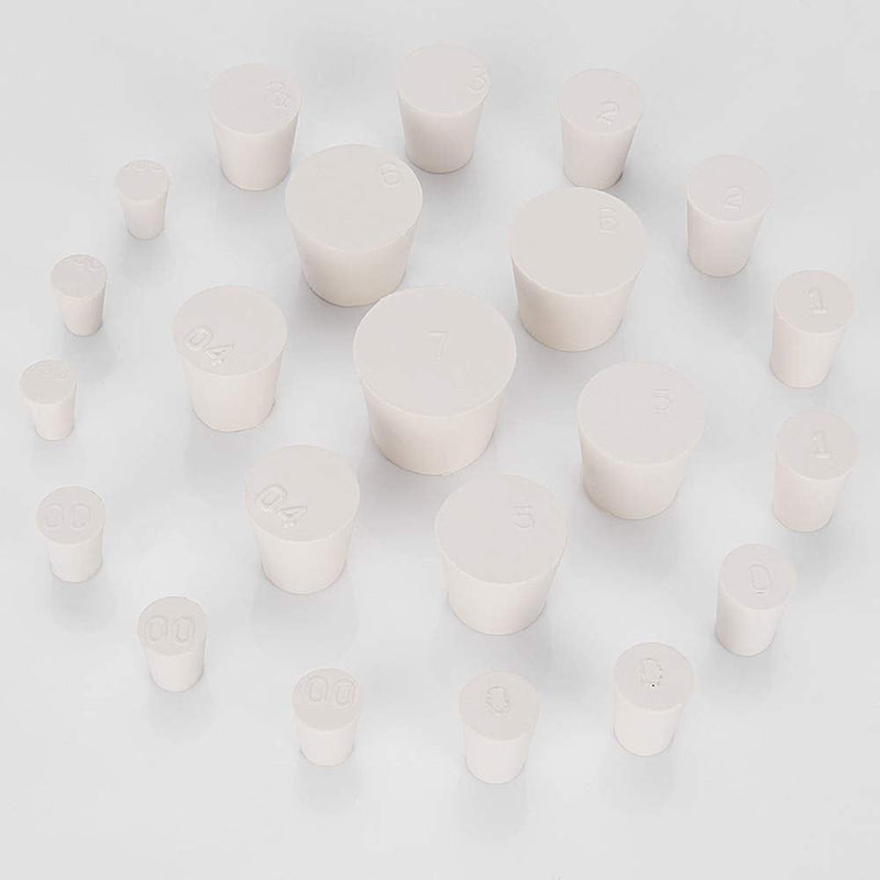  [AUSTRALIA] - Labasics Solid Rubber Stoppers Set, White Tapered Lab Seal Rubber Stoppers (22-Pack, 000#-7#)