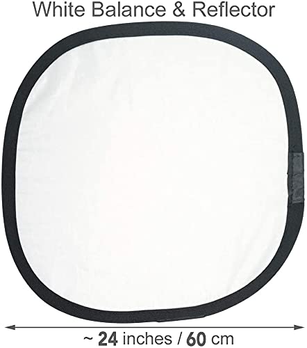  [AUSTRALIA] - Foto&Tech Double-Sided 18% Gray Card and White Balance Disc, Gray and Neutral White Panel with Nylon Bag and Cable Tie, Collapsible Reference Reflector Focus Board for Camera Photography (24"/60cm) 24"/60cm