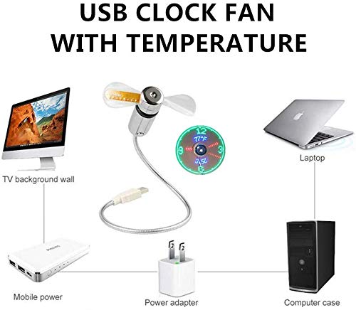  [AUSTRALIA] - New USB Clock Fan with Real Time Clock and Temperature Display Function,Silver,1 Year Warranty (Temperature and Clock)