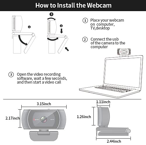  [AUSTRALIA] - Angetube 1080P Webcam with Dual Microphone & Privacy Cover Autofocus Computer Camera for Laptop/Desktop Mac, USB PC Web Cam for Conferencing/Streaming/Video Calling