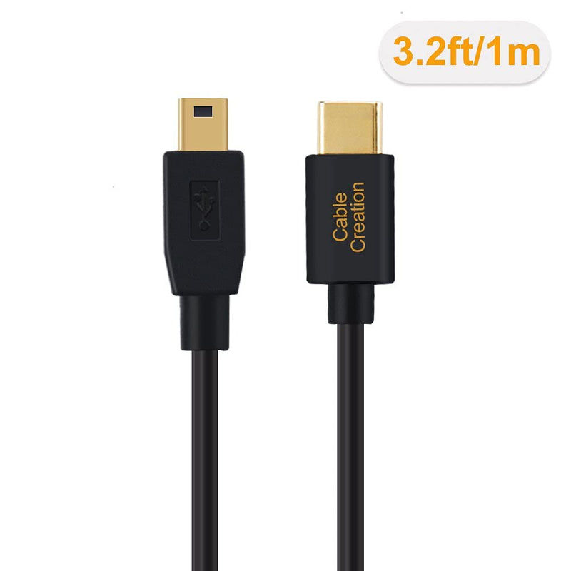  [AUSTRALIA] - Mini USB to USB C Cable 3.3FT CableCreation USB C to Mini USB Cable USB Mini B Charging Cable for GoPro Hero 3+ PS3 Controller MP3 Player Digital Camera Other USB Mini B Devices 1M Black