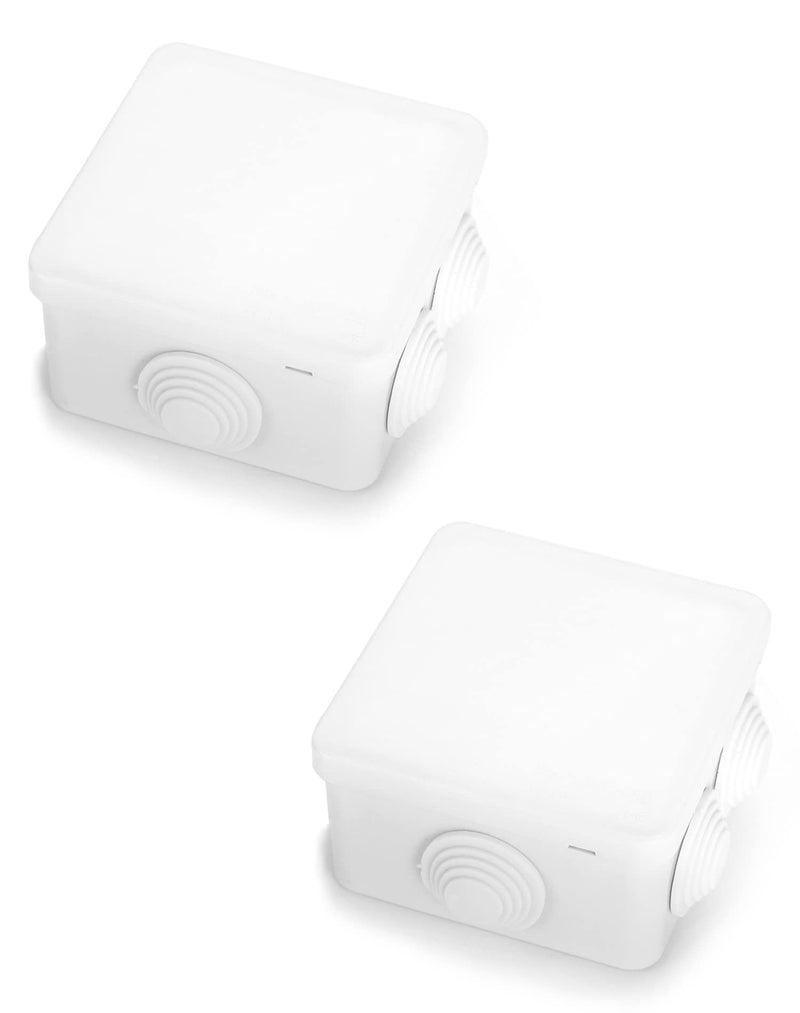  [AUSTRALIA] - QWORK Pack of 2 surface-mounted junction boxes, junction boxes, waterproof, dustproof, IP65, ABS plastic, universal electrical project housing, white, 85 x 85 x 50mm