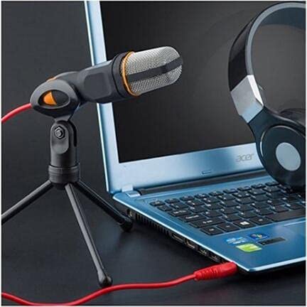  [AUSTRALIA] - ELINKA Computer Microphone,Condenser Microphone,Professional Sound Podcast Studio Microphone for PC Laptop Skype MSN Computer Recording Black with Windscreen Sponge Sleeve