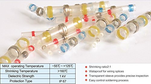 UbiGear Wire Connector Solder Seal Heat Shrink Electrical Butt Connectors Terminals Insulated Marine Waterproof Automotive Copper Splice (22-18 AWG (50 Pcs)) 22-18 AWG (50 Pcs) - LeoForward Australia