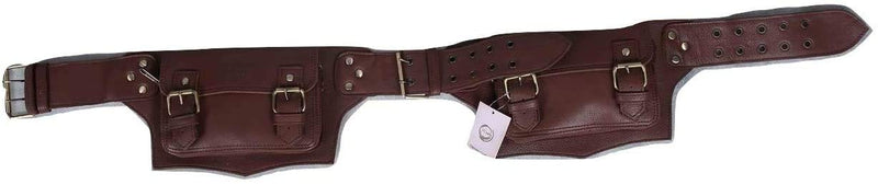 The Vintage Stuff Leather Fanny Pack Waist Bag with Adjustable Strap, Multi Pocket Travel Hip Bum Bag for Outdoors, Hiking, Running, Trekking, Cycling for Men & Women - LeoForward Australia