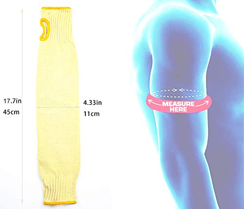  [AUSTRALIA] - Kevlar Sleeves Cut Heat Resistant,18 inch Long Self Defense Arm Sleeves with Thumb Hole,Mens Womens Safety Arm Guard Protector for Cooking and Equipment Repairs Work(Yellow,2 Pairs) Yellow 2p