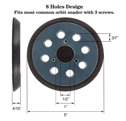  [AUSTRALIA] - 5 Inch 8 Hole Orbital Sander Hook & Loop Backing Pad Compatible with Porter Cable DeWalt Makita and Hitachi Rando