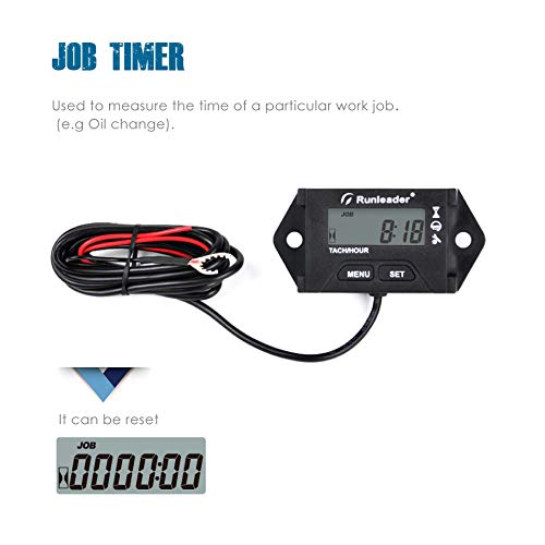  [AUSTRALIA] - Runleader Digital Hour Meter Tachometer, Maintenance Reminder, Alert RPM Reminder, Initial hours Settable, User shutdown, Use for ZTR Lawn Mower Generator Marine ATV Motor and Gas Powered Equipment