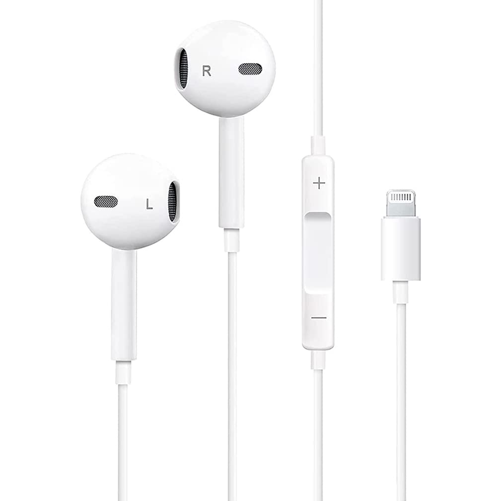  [AUSTRALIA] - Apple Earbuds Headphones with Lightning Connector【Apple MFi Certified】in-Ear Noise Cancelling Wired Earbuds Compatible with iPhone 14/13/12/11/XR/XS/8/7 - Support All iOS(Built-in Microphone & Volume) White-1PC
