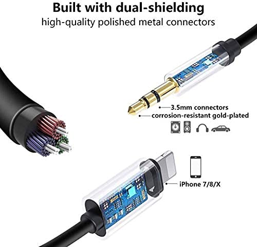 Aux Cord for iPhone, Apple MFi Certified Veetone Lightning to 3.5mm Aux Stereo Audio Cable for Car Compatible with iPhone 12 11 Xs XR X 8 8 Plus 7 7 Plus for Car Stereo Speaker Headphone 3.3Ft Black 1 - LeoForward Australia