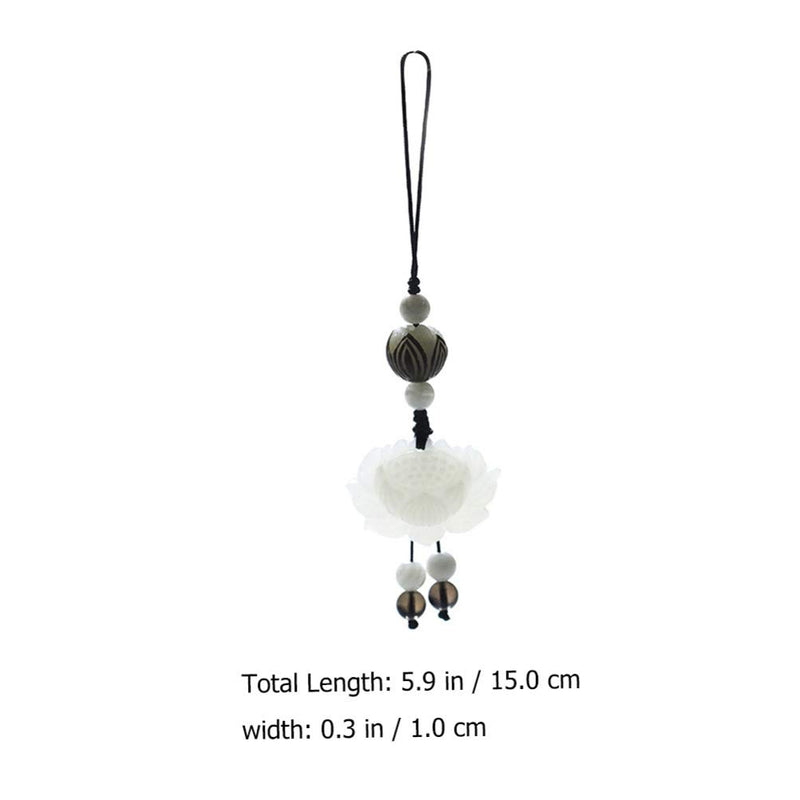  [AUSTRALIA] - Hemobllo Cell Phone Strap Jade Lotus Flower Charm Beads Cell Phone Strap Hanging Lucky Charm Feng Shui Decoration Portable Hanging Lanyard for Men Women Outdoor Work