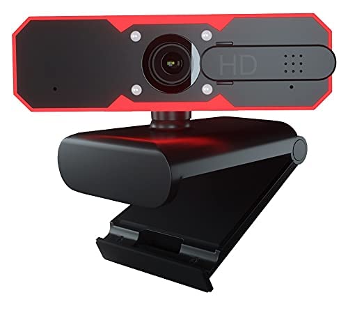  [AUSTRALIA] - Generic RGB Webcam - 1080p HD Web Cam with Microphone, Privacy Cover - 7 RGB Lights, 2-Level Adjustable Brightness - Computer, Desktop PC, Laptop Web Camera for Live Streaming, Skype, Video Calls