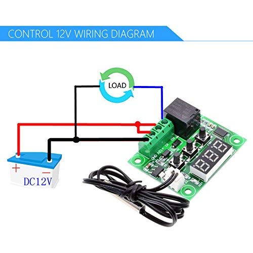  [AUSTRALIA] - HiLetgo 2pcs W1209 12V DC Digital Temperature Controller Board Micro Digital Thermostat -50-110°C Electronic Temperature Temp Control Module Switch with 10A One-channel Relay and Waterproof No Case