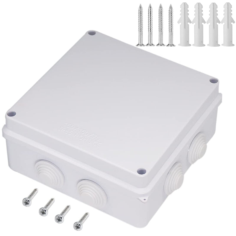  [AUSTRALIA] - Zulkit Junction Box ABS Plastic Dustproof Waterproof IP65 Universal Electrical Boxes Project Enclosure White 5.9 x 5.9 x 2.8 inch (150 x 150 x 70mm) 5.9" x 5.9" x 2.8" With Holes