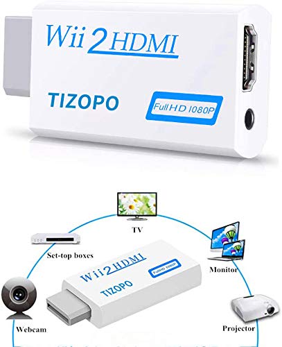  [AUSTRALIA] - Wii to HDMI Converter, Wii HDMI Adapter 1080P Output Video Audio with 5ft High Speed HDMI Cable&3.5mm Audio Jack, Compatible with Full HD Devic, Supports All Wii Display Modes 720P, NTSC Wii hdmi converter cable